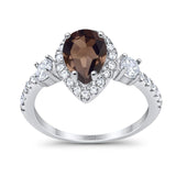 Art Deco Pear Natural Stone Trio Ring