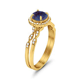 Two Piece Round Natural Stone Flower Ring