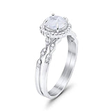 Two Piece Round Natural Stone Flower Ring