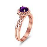Two Piece Round Natural Stone Flower Ring