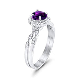 Two Piece Round Natural Stone Flower Ring