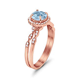 Two Piece Round Natural Stone Flower Ring