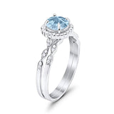 Two Piece Round Natural Stone Flower Ring