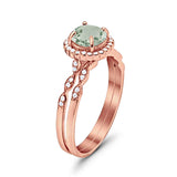 Two Piece Round Natural Stone Flower Ring