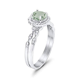 Two Piece Round Natural Stone Flower Ring