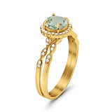 Two Piece Round Natural Stone Flower Ring