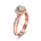 Two Piece Round Natural Stone Flower Ring