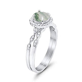 Two Piece Round Natural Stone Flower Ring