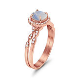 Two Piece Round Natural Stone Flower Ring