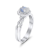 Two Piece Round Natural Stone Flower Ring