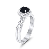Two Piece Round Natural Stone Flower Ring