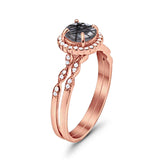 Two Piece Round Natural Stone Flower Ring