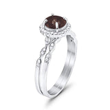 Two Piece Round Natural Stone Flower Ring