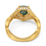 Pear Teardrop Natural Stone Twisted Ring