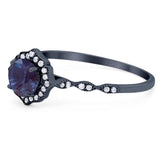 Vintage Style Round Natural Stone Floral Ring