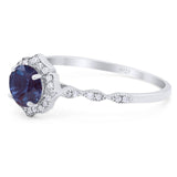 Vintage Style Round Natural Stone Floral Ring