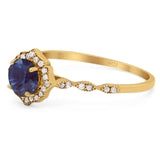 Vintage Style Round Natural Stone Floral Ring