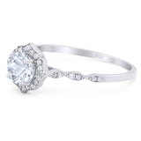 Vintage Style Round Natural Stone Floral Ring