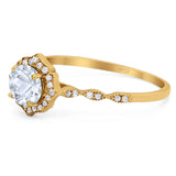 Vintage Style Round Natural Stone Floral Ring