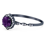 Vintage Style Round Natural Stone Floral Ring