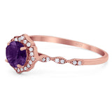 Vintage Style Round Natural Stone Floral Ring