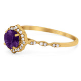 Vintage Style Round Natural Stone Floral Ring