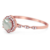 Vintage Style Round Natural Stone Floral Ring