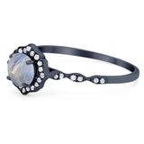 Vintage Style Round Natural Stone Floral Ring