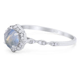 Vintage Style Round Natural Stone Floral Ring