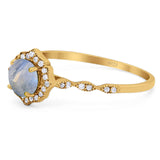 Vintage Style Round Natural Stone Floral Ring