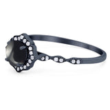 Vintage Style Round Natural Stone Floral Ring