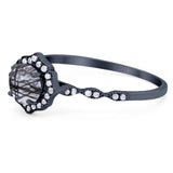 Vintage Style Round Natural Stone Floral Ring