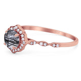 Vintage Style Round Natural Stone Floral Ring