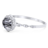 Vintage Style Round Natural Stone Floral Ring