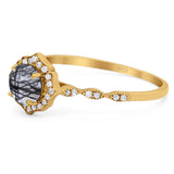 Vintage Style Round Natural Stone Floral Ring