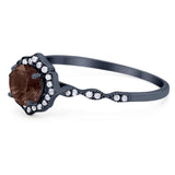 Vintage Style Round Natural Stone Floral Ring