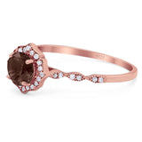 Vintage Style Round Natural Stone Floral Ring