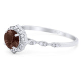 Vintage Style Round Natural Stone Floral Ring