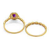 Two Piece Oval Natural Stone Bridal Ring
