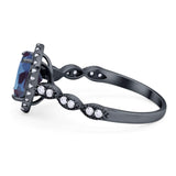 Art Deco Oval Natural Stone Halo Ring