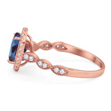 Art Deco Oval Natural Stone Halo Ring