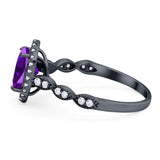 Art Deco Oval Natural Stone Halo Ring