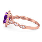 Art Deco Oval Natural Stone Halo Ring