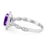 Art Deco Oval Natural Stone Halo Ring