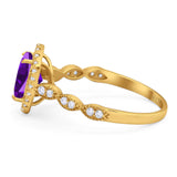 Art Deco Oval Natural Stone Halo Ring