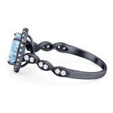 Art Deco Oval Natural Stone Halo Ring