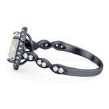 Art Deco Oval Natural Stone Halo Ring