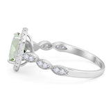 Art Deco Oval Natural Stone Halo Ring