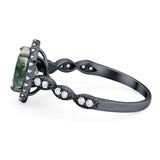 Art Deco Oval Natural Stone Halo Ring