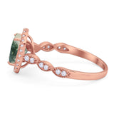 Art Deco Oval Natural Stone Halo Ring